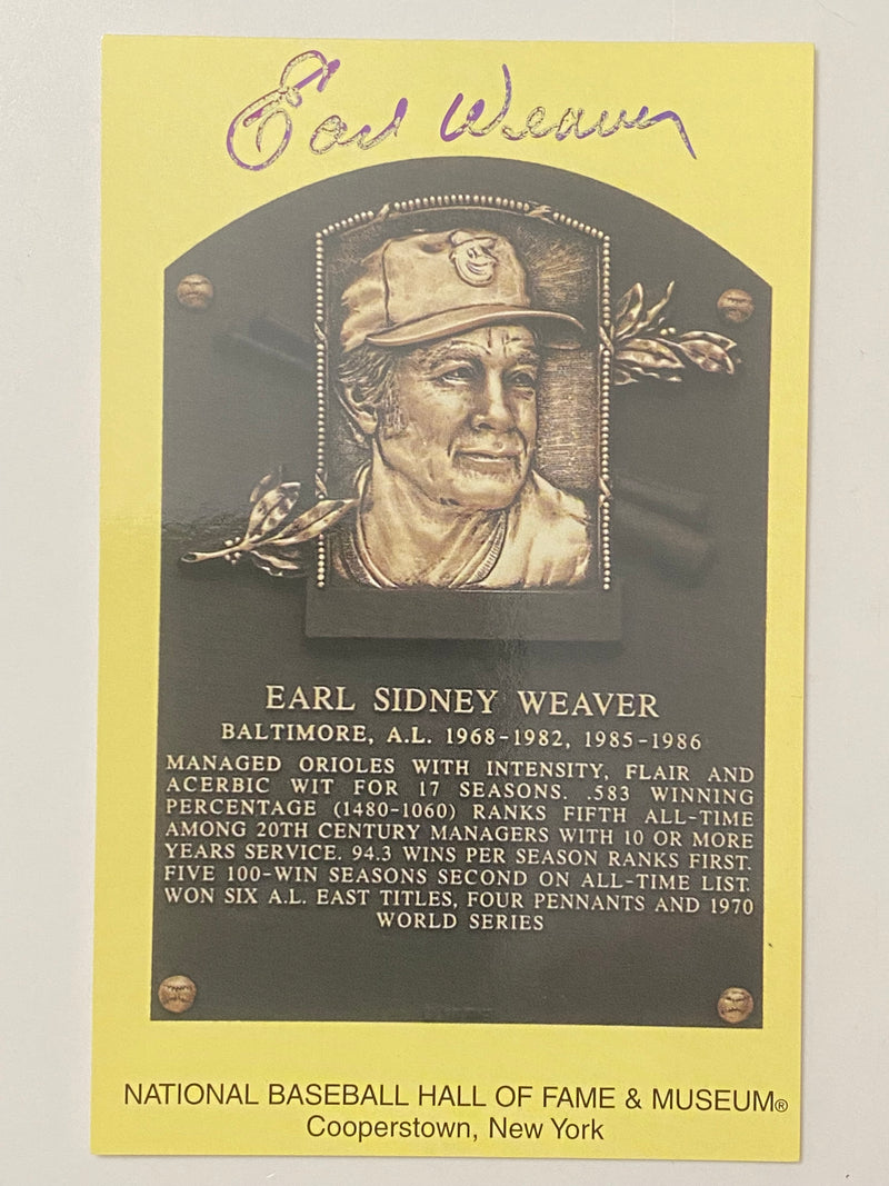 2003 Hall of Fame Post Card Auto Earl Weaver