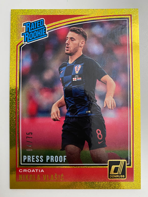 2018-19 Donruss RR Gold Press Proof /75 #188 Nikola Vlasic RC