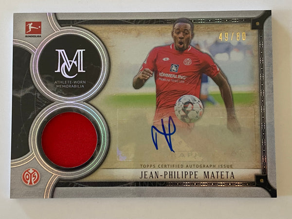 2018-19 Topps Museum Collection Bundesliga Autograph Relics Auto /80 #MAR-JPM Jean-Philippe Mateta RC