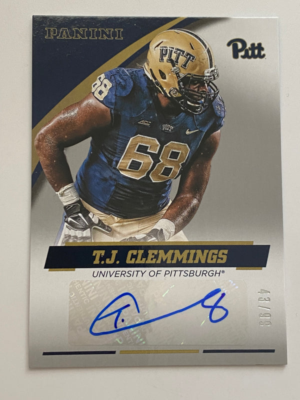 2015 Panini Collegiate Pitt University of Pittsburgh Auto Silver /99 #TJC-PIT T. J. Clemmings