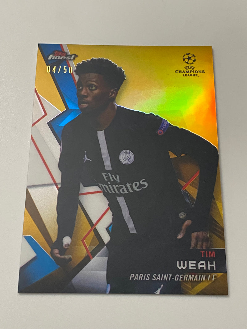 2018-19 Finest UEFA Champions League Gold Refractor /50 #101 Tim Weah RC