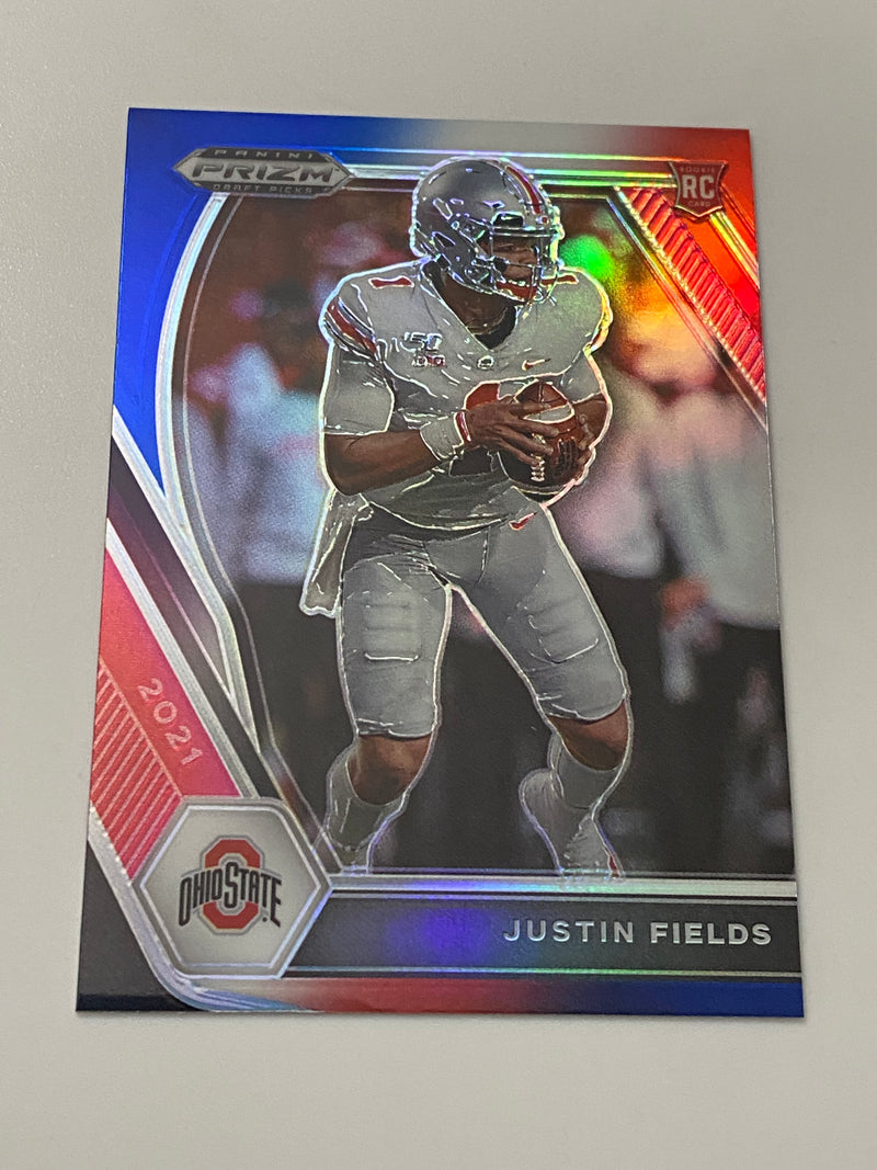 2021 Prizm Draft Picks Red White & Blue #121 Justin Fields RC