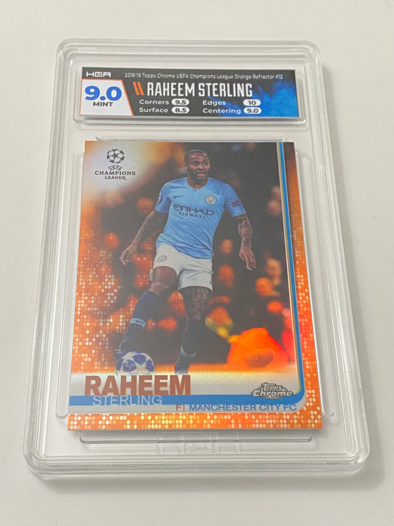 2018-19 Topps Chrome UEFA Orange Refractor /25 Raheem Sterling HGA 9 MINT w/ 10