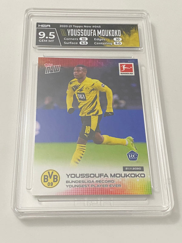 2020-21 Topps Now Bundesliga #45 Youssoufa Moukoko RC HGA 9.5 GEM MINT with 2 perfect 10's