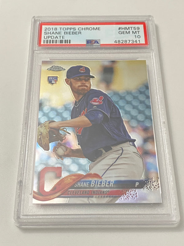 2018 Topps Chrome Update #HMT59 Shane Bieber PSA 10 GEM MINT