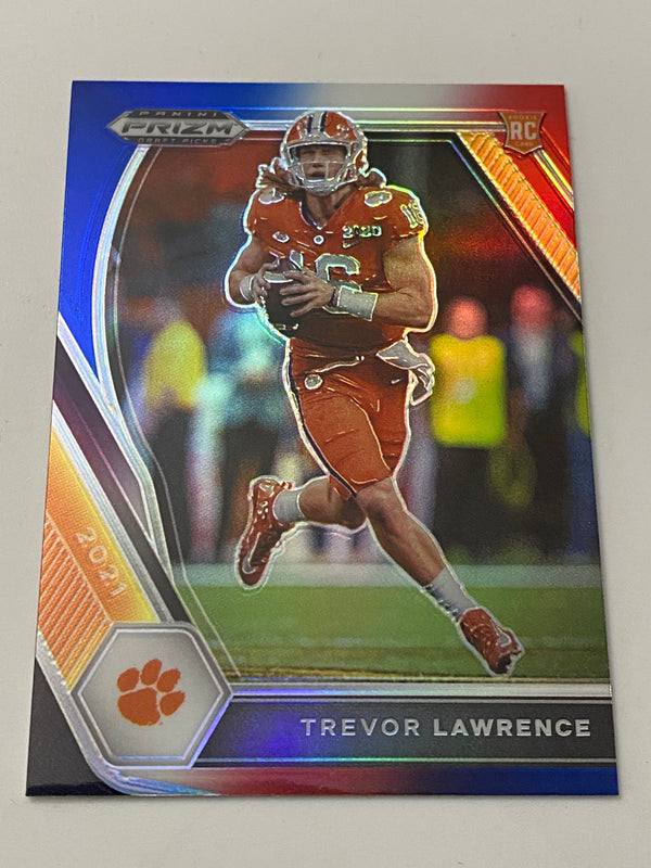 2021 Panini Prizm Draft Picks Red White & Blue #106 Trevor Lawrence RC