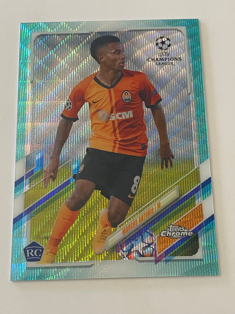 2020-21 Topps Chrome UEFA Champions League Aqua Wave Refractor /199 #59 Marcos Antonio RC