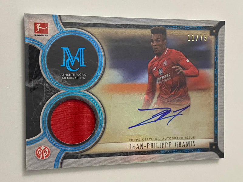 2018-19 Topps Museum Collection Bundesliga Museum Autograph Relic Sapphire Auto /75 #AA-JPM Jean-Philippe Gbamin RC