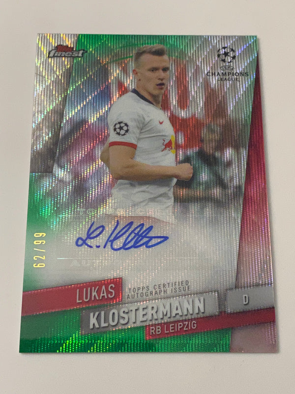 2019-20 Finest UEFA Champions League Green Wave Refractor Auto /99 #FA-LK Lukas Klostermann RC