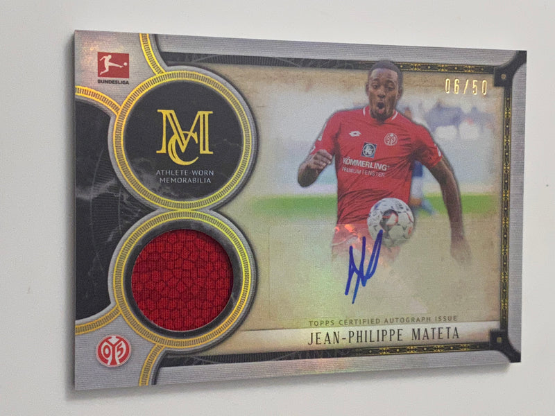 2018-19 Topps Museum Collection Bundesliga Autograph Relics Gold Auto /50 #MAR-JPM Jean-Philippe Mateta RC