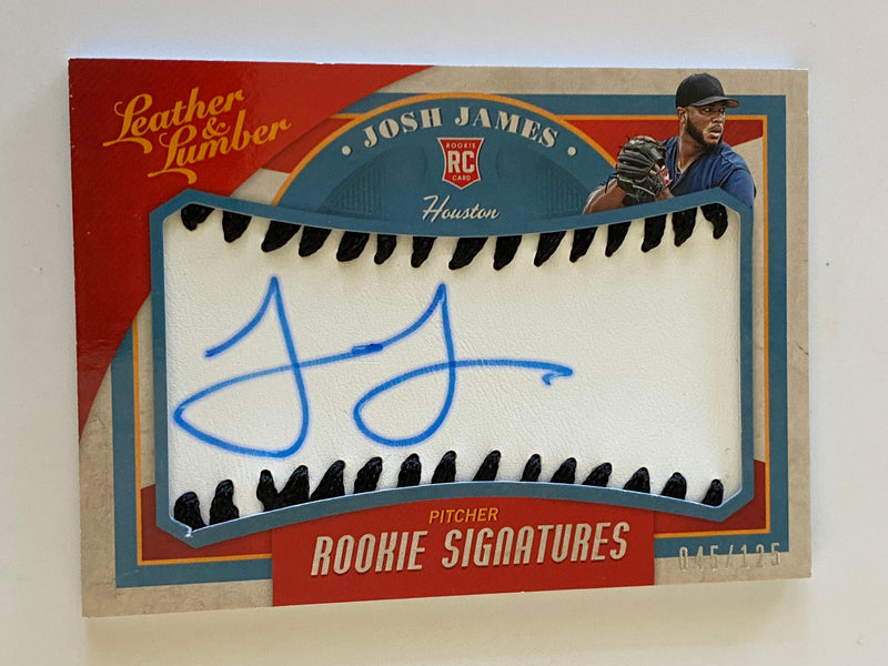 2019 Panini Leather & Lumber Rookie Baseball Signatures Black Auto /125 #133 Josh James RC