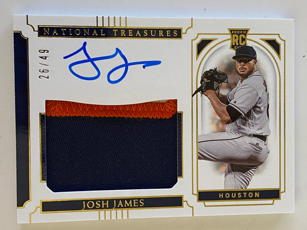 2019 Panini National Treasures Material Signatures RPA 3 Color Patch Auto /49 #45 Josh James RC