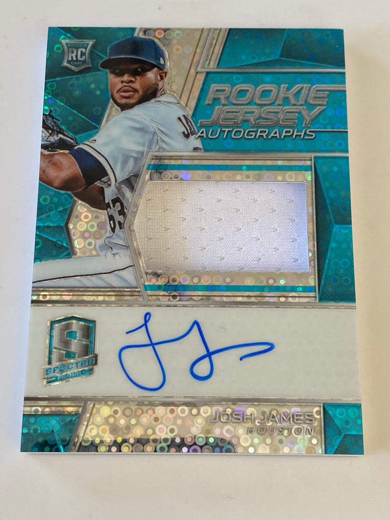 2019 Panini Spectra Rookie Jersey Autographs Neon Blue Auto /99 #115 Josh James RC