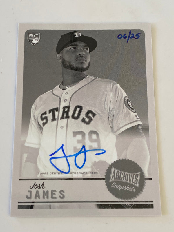 2019 Topps Archives Autograph Snapshots Auto Black & White /25 #AS-JJ Josh James RC