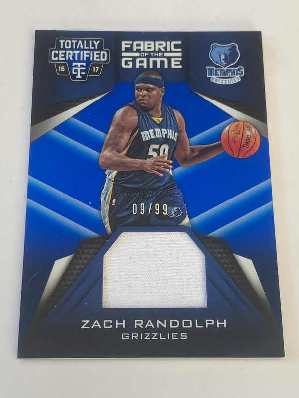 2016-17 Panini Totally Certified Fabric of the Game Blue Jersey /99 #19 Zach Randolph