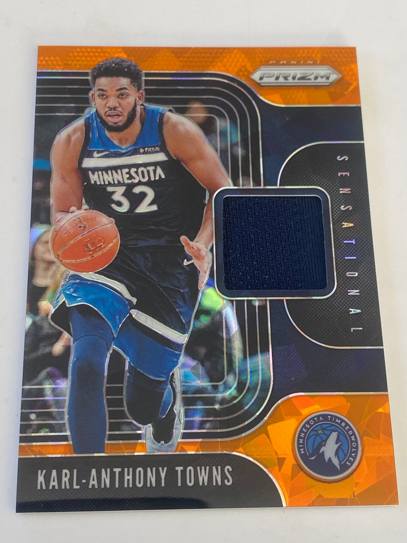 2019-20 Panini Prizm Sensational Swatches Orange Ice #SS-KAT Karl-Anthony Towns