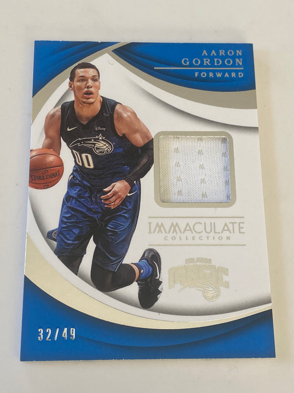 2017-18 Panini Immaculate Swatches Jersey /49 #SW-AGD Aaron Gordon