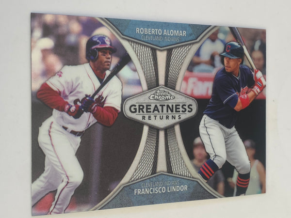 2019 Topps Chrome Greatness Returns Refractor #GRE-5 Roberto Alomar / Francisco Lindor