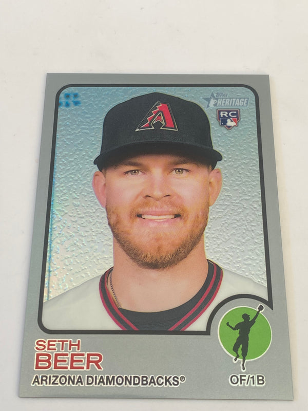 2022 Topps Heritage Chrome Silver Refractor /373 #77 Seth Beer RC