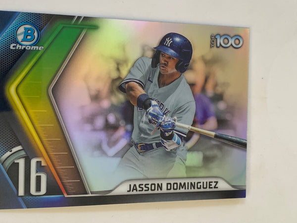 2022 Bowman Chrome Top 100 Prospects Refractor #BTP-16 Jasson Dominguez