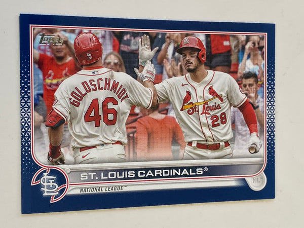 2022 Topps Series 1 Royal Blue #247 St. Louis Cardinals with Paul Goldschmidt & Nolan Arenado