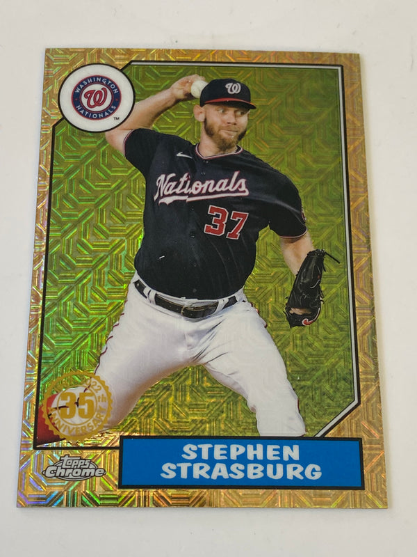 2022 Topps Series 1 1987 35th Anniversary Chrome Mojo Refractor #T87C-27 Stephen Strasburg