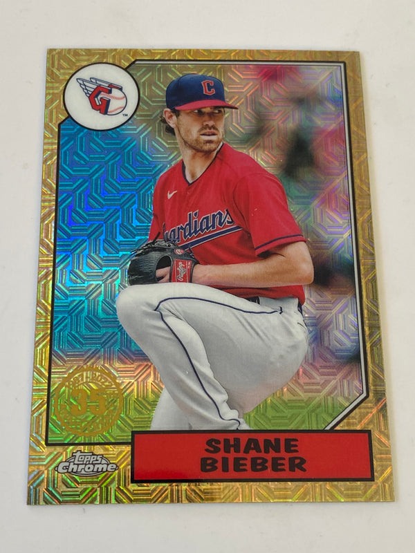 2022 Topps Series 1 1987 35th Anniversary Chrome Mojo Refractor #T87C-54 Shane Bieber