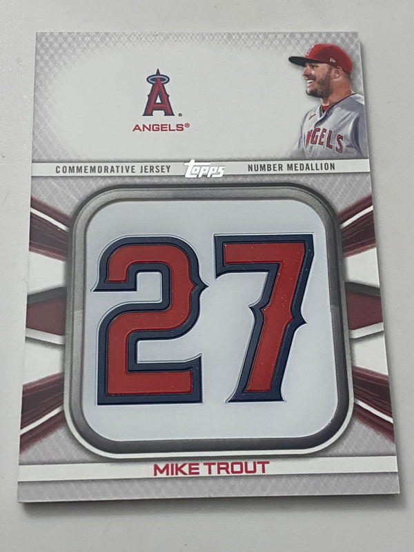 2022 Topps Commemorative Jersey Number Medallion #JNB-MT Mike Trout