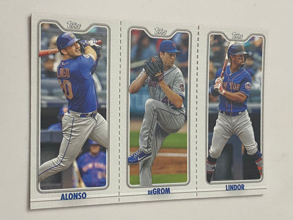 2022 Topps Opening Day Triple Play #TPC-5 Pete Alonso / Jacob deGrom / Francisco Lindor