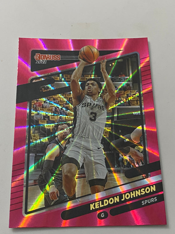 2021-22 Panini Donruss Pink Holo Laser #104 Keldon Johnson