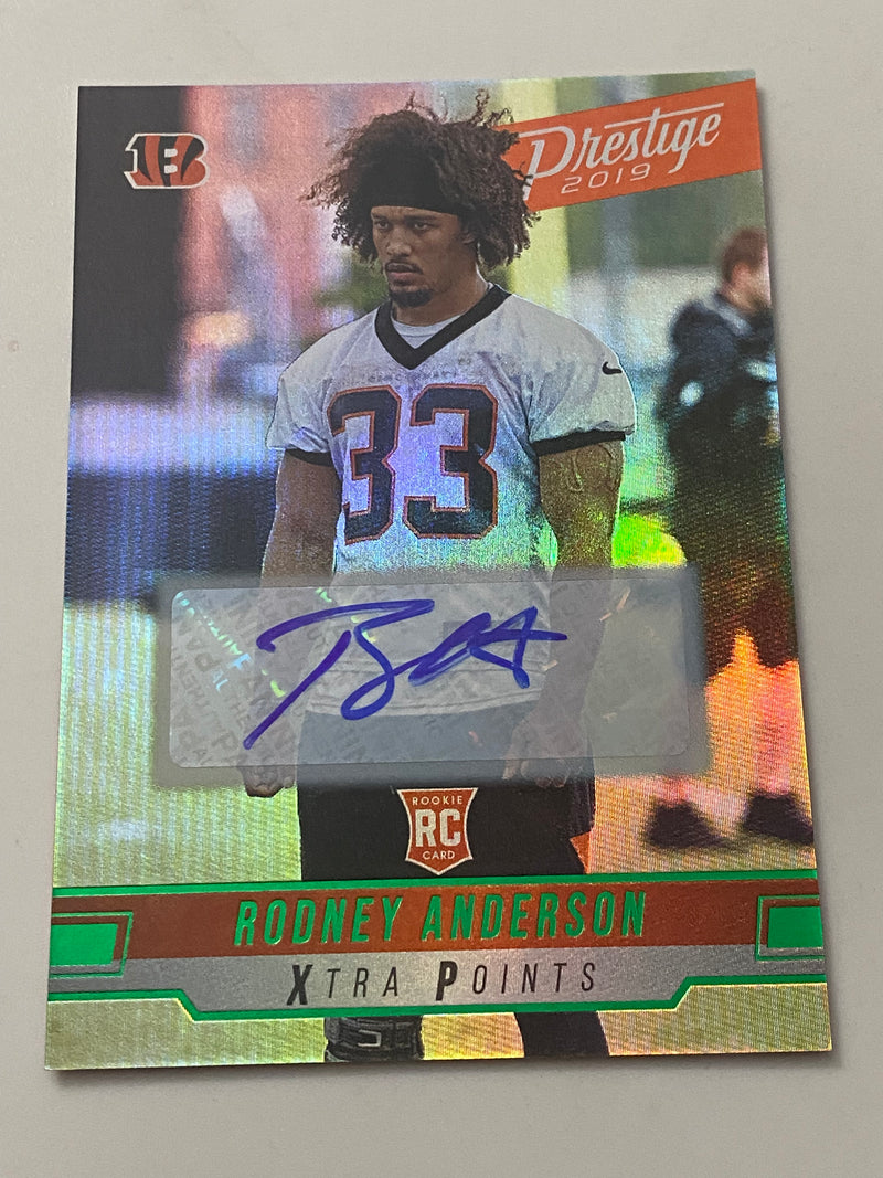 2019 Panini Prestige Xtra Points Green Signatures Auto #255 Rodney Anderson RC