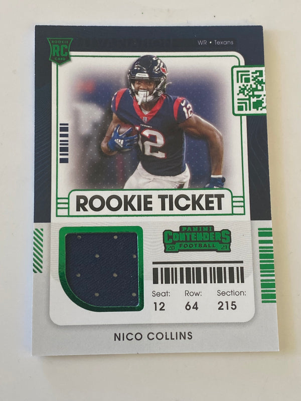 2021 Panini Contenders Rookie Ticket Jersey Green Foil #RSV-NCO Nico Colllins RC