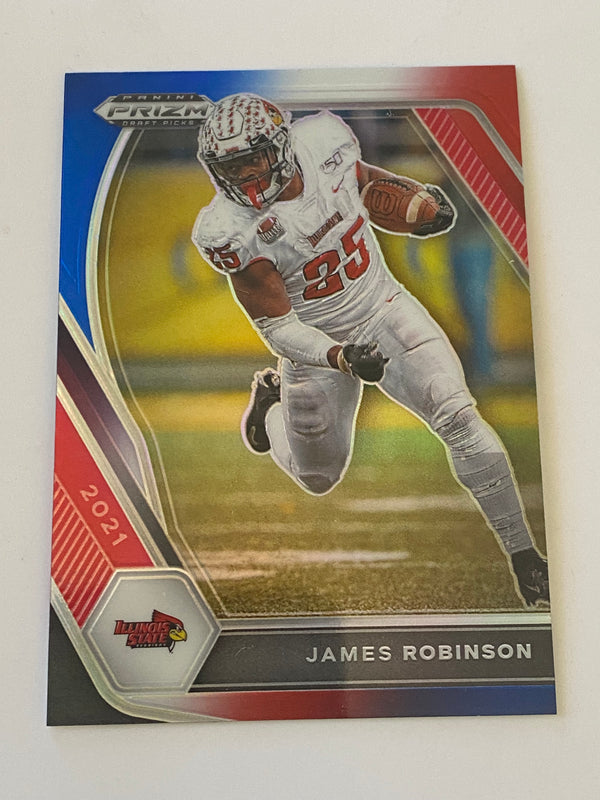 2021 Panini Prizm Draft Picks Red White Blue #86 James Robinson