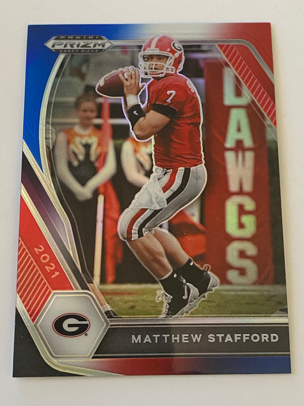 2021 Panini Prizm Draft Picks Red White Blue #19 Matthew Stafford