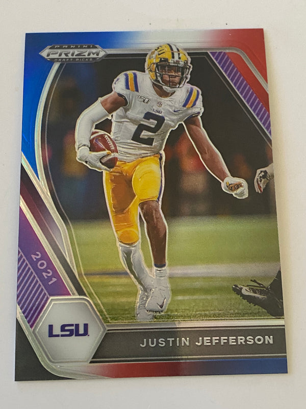 2021 Panini Prizm Draft Picks Red White Blue #56 Justin Jefferson