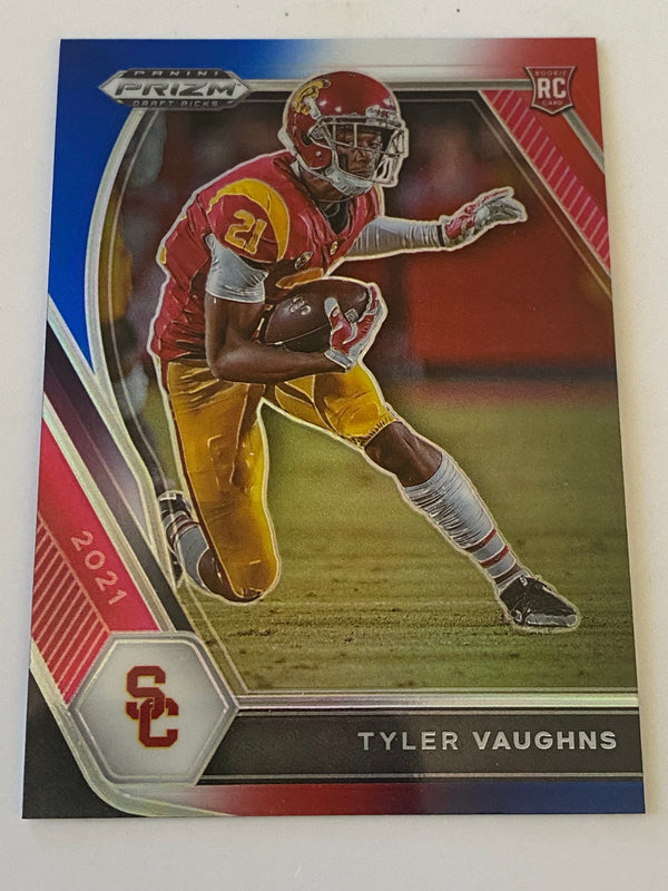 2021 Panini Prizm Draft Picks Red White Blue #160 Tyler Vaughns RC