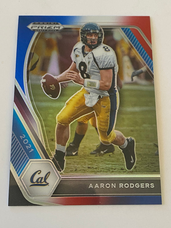 2021 Panini Prizm Draft Picks Red White Blue #15 Aaron Rodgers