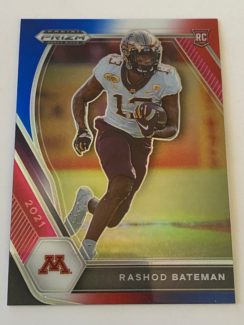 2021 Panini Prizm Draft Picks Red White Blue #116 Rashod Bateman RC