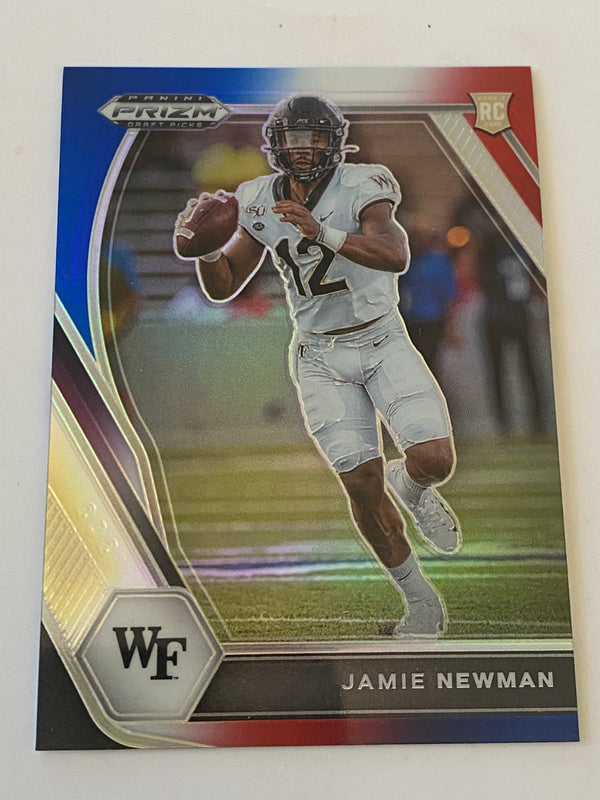 2021 Panini Prizm Draft Picks Red White Blue #135 Jamie Newman RC