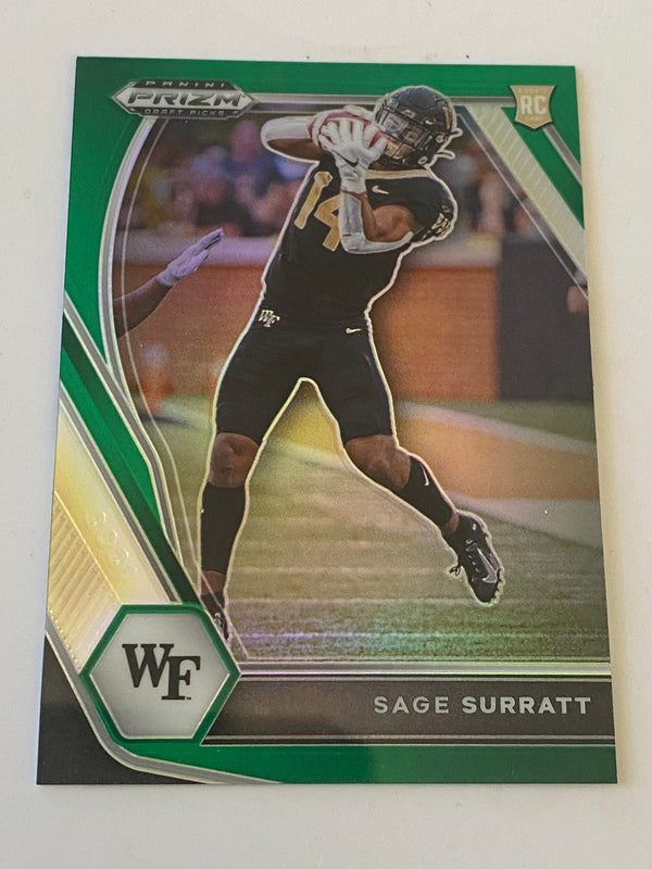 2021 Panini Prizm Draft Picks Green #134 Sage Surratt RC