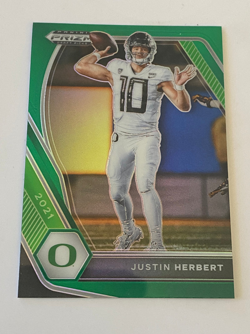 2021 Panini Prizm Draft Picks Green #20 Justin Herbert